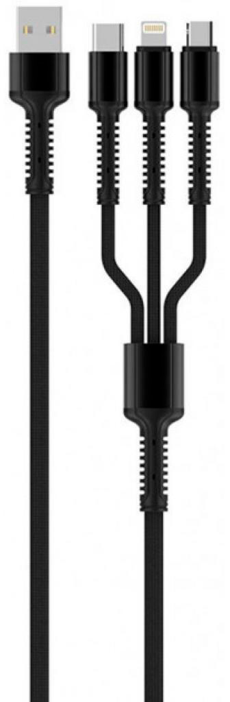Кабель ColorWay USB 2.0 AM to Lightning + Micro 5P + Type-C 4.0A (20W) (CW-CBU3003-GR) в інтернет-магазині, головне фото