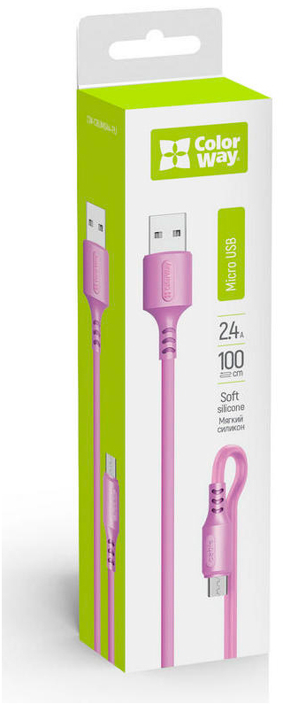 Кабель ColorWay USB 2.0 AM to Micro 5P 1.0m soft silicone violet (CW-CBUM044-PU) цена 149 грн - фотография 2