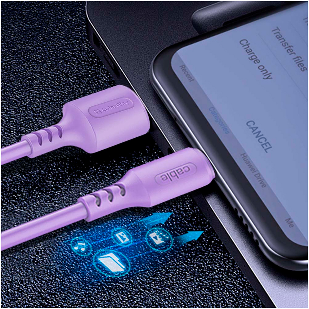 Кабель ColorWay USB 2.0 AM to Micro 5P 1.0m soft silicone violet (CW-CBUM044-PU) инструкция - изображение 6