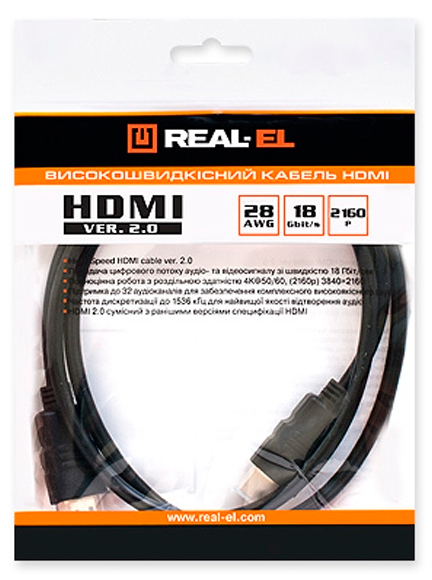 в продажу Кабель мультимедійний Real-El HDMI to HDMI 4.0m black (EL123500019) - фото 3