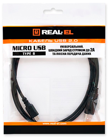 в продаже Кабель Real-El USB 2.0 AM to Micro 5P 2.0m Pro black (EL123500025) - фото 3