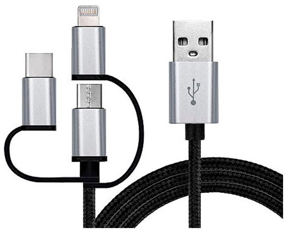 Кабель Real-El USB 2.0 AM to 3in1 1.0m Premium black (EL123500035) в інтернет-магазині, головне фото