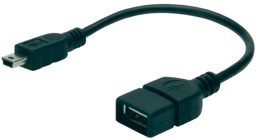 Дата кабель OTG Digitus USB 2.0 AF to mini-B 5P OTG 0.2m (AK-300310-002-S)