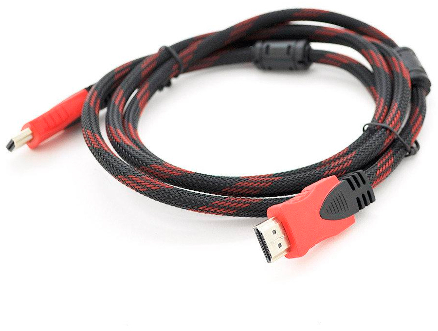 Кабель мультимедийный Merlion HDMI to HDMI 1.8m v1.4, OD-7.4mm Black/RED (YT-HDMI(M)/(M)NY/RD-1.8m) в интернет-магазине, главное фото