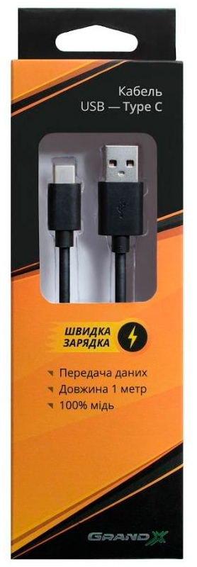 в продаже Кабель Grand-X USB 2.0 AM to Type-C 1.0m black (TPC-01) - фото 3