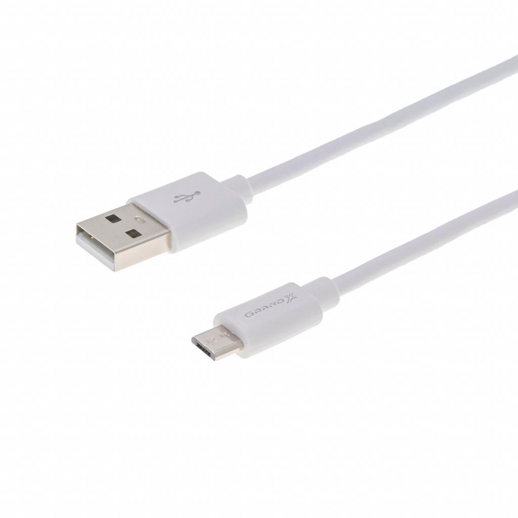 Кабель Grand-X USB 2.0 AM to Micro 5P 2.5m white (PM025W) ціна 143 грн - фотографія 2