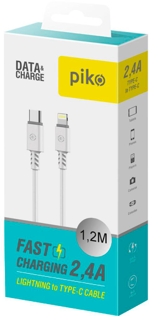 Кабель Piko USB Type-C to Lightning 1.2m CB-TL11 white (1283126504037) ціна 0 грн - фотографія 2