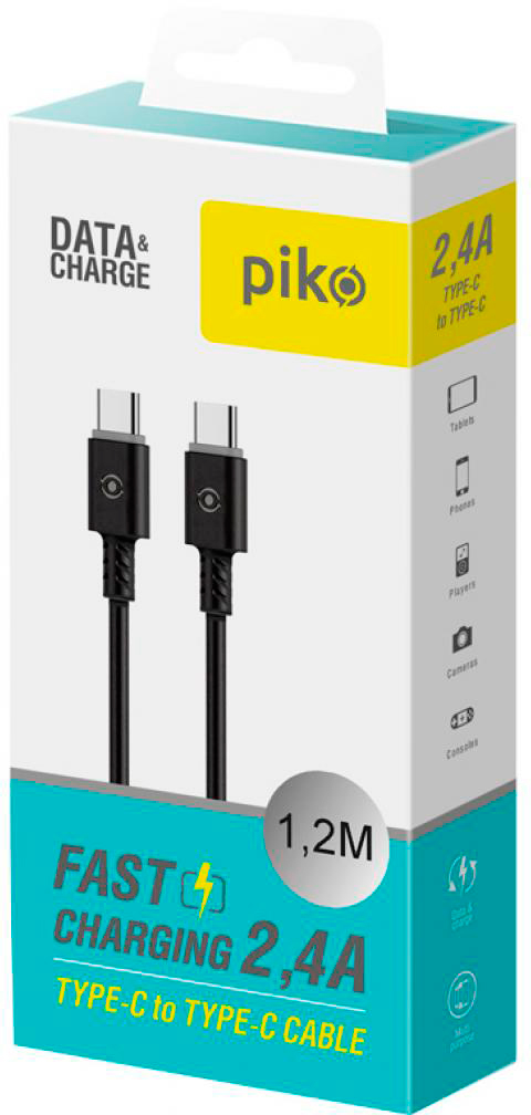 Кабель Piko USB Type-C to Type-C 1.2m CB-TT11 black (1283126504105) ціна 139 грн - фотографія 2