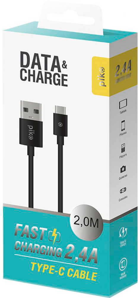 Кабель Piko USB 2.0 AM to Type-C 2.0m CB-UT12 black (1283126493850) ціна 139 грн - фотографія 2