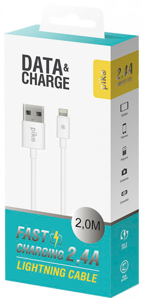Кабель Piko USB 2.0 AM to Lightning 2.0m white (1283126493867) цена 149 грн - фотография 2