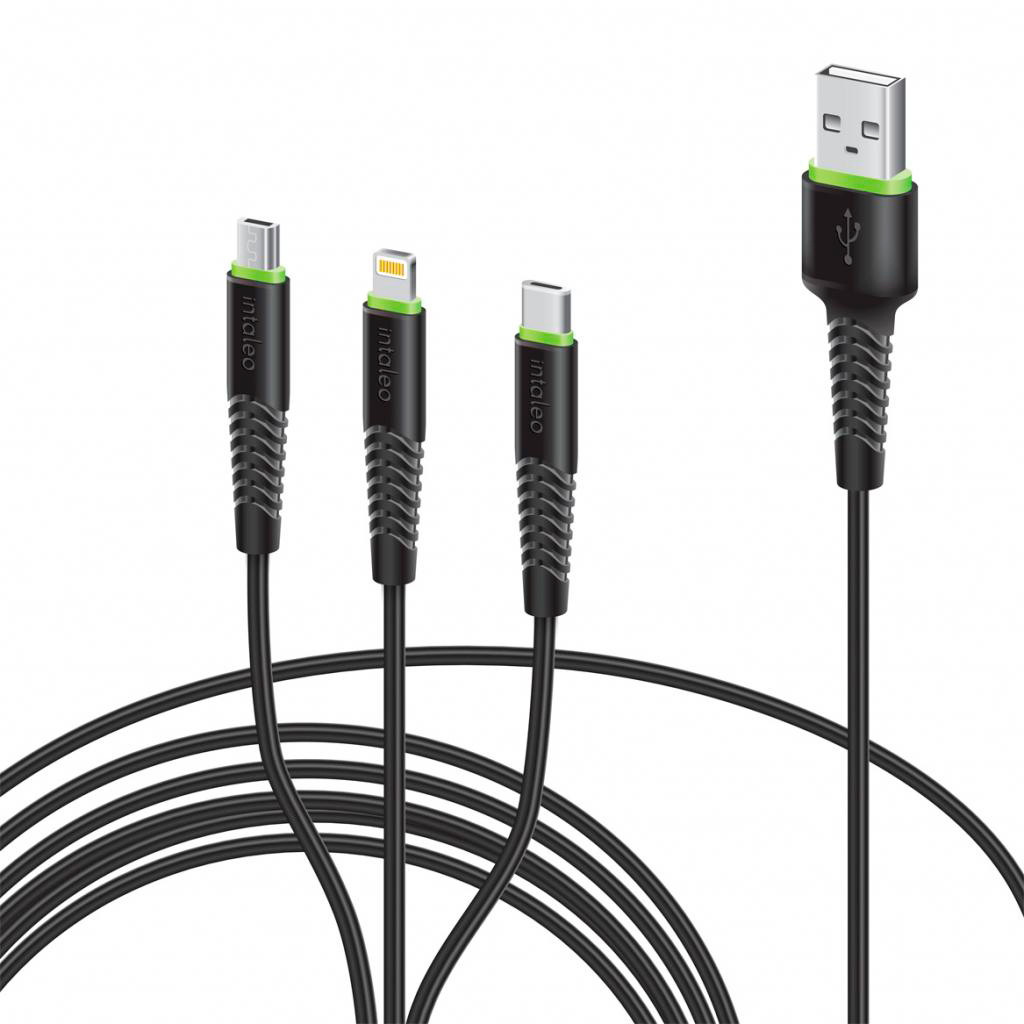 Intaleo USB 2.0 AM to Lightning + Micro 5P + Type-C 1.4m CBFLEXU1 bl (1283126487521)