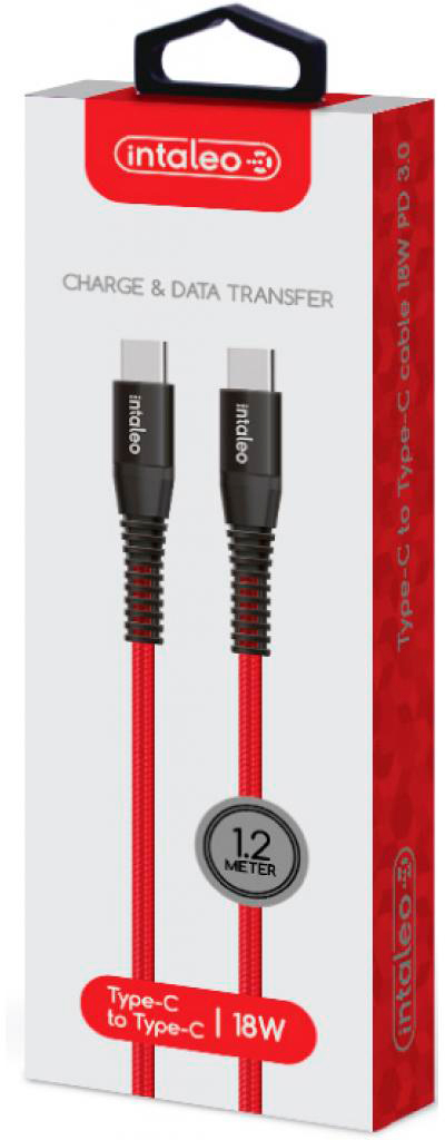 Кабель Intaleo USB Type-C to Type-C 18W 1,2m CBRNYTT1 red (1283126504112) ціна 199 грн - фотографія 2