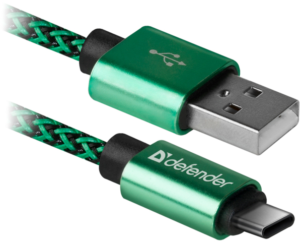 Кабель Defender USB 2.0 AM to Type-C 1.0m USB09-03T PRO green (87816)