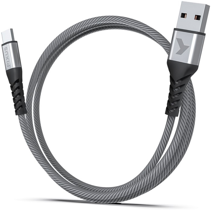 Кабель Pixus USB 2.0 AM to Type-C 1.0m Flex Gray (4897058531152) ціна 231 грн - фотографія 2