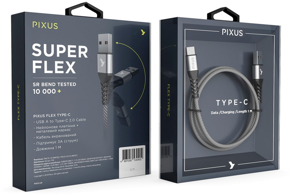 Кабель Pixus USB 2.0 AM to Type-C 1.0m Flex Gray (4897058531152) інструкція - зображення 6