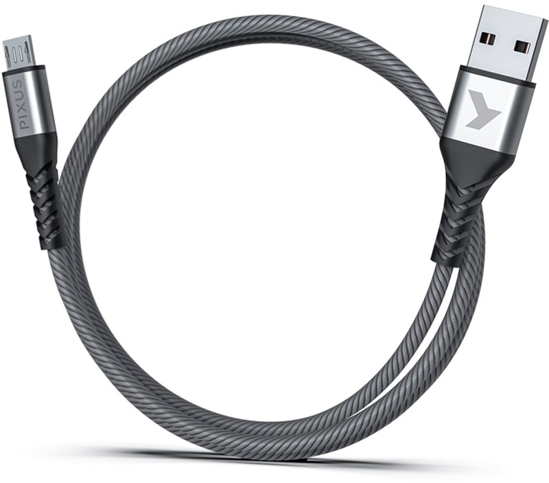 Кабель Pixus USB 2.0 AM to Micro 5P 1.0m Flex Gray (4897058531145) ціна 216 грн - фотографія 2