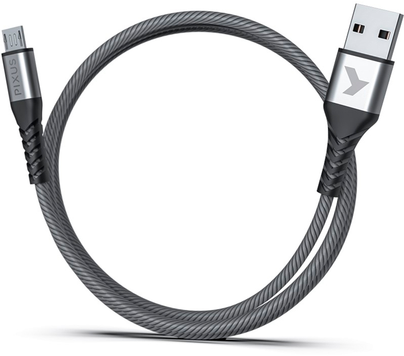 Кабель Pixus USB 2.0 AM to Micro 5P 1.0m Flex Gray (4897058531145) ціна 0 грн - фотографія 2