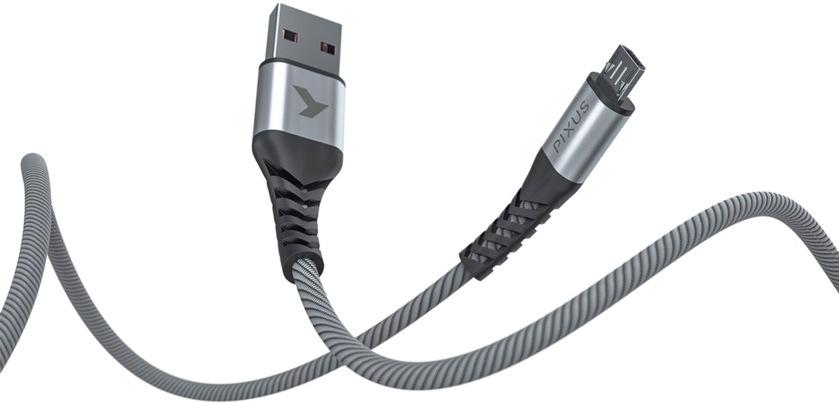продаємо Pixus USB 2.0 AM to Micro 5P 1.0m Flex Gray (4897058531145) в Україні - фото 4