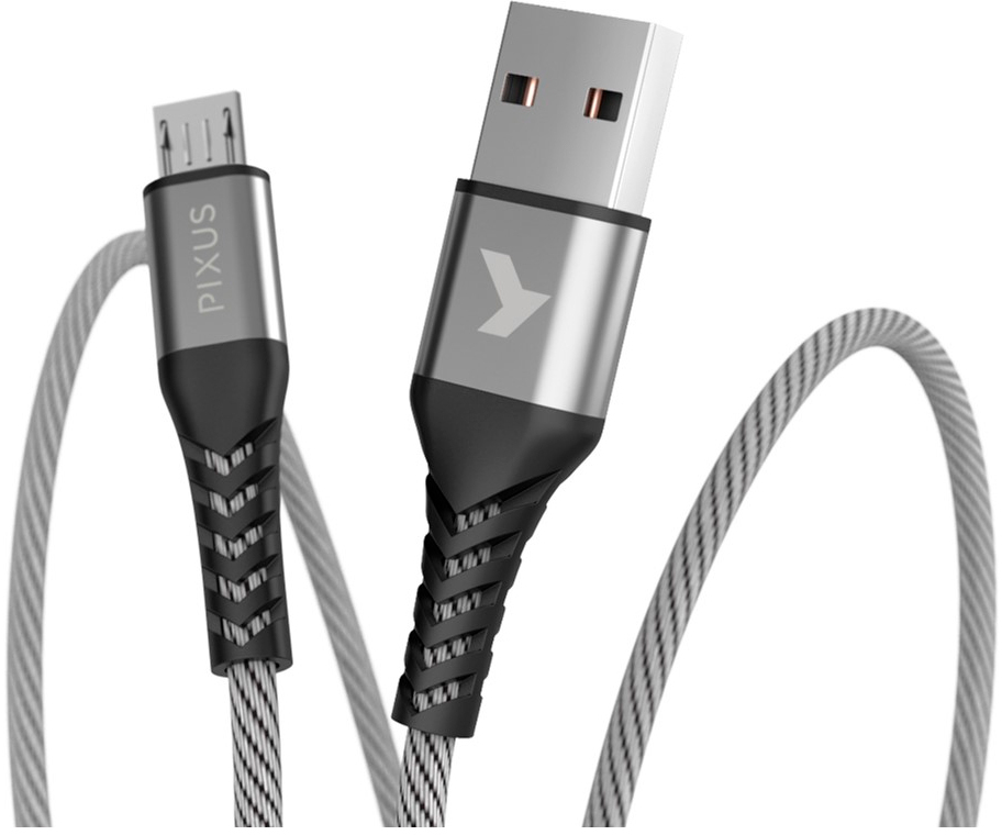 Кабель Pixus USB 2.0 AM to Micro 5P 1.0m Flex Gray (4897058531145) в інтернет-магазині, головне фото