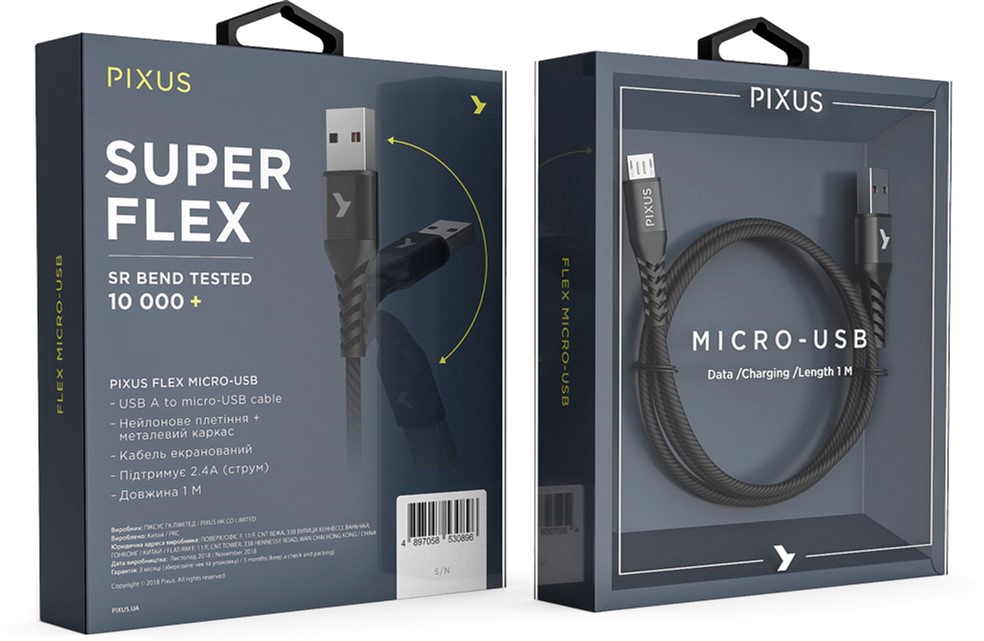 Кабель Pixus USB 2.0 AM to Micro 5P 1.0m Flex Black (4897058530896) інструкція - зображення 6