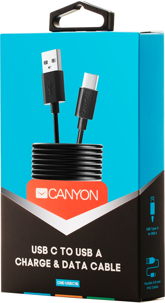 Кабель Canyon USB 2.0 AM to Type-C 1.0m black (CNE-USBC1B) цена 99.00 грн - фотография 2