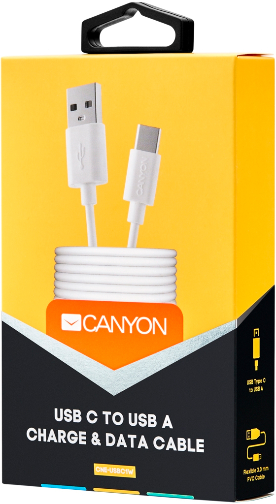 Кабель Canyon USB 2.0 AM to Type-C 1.0m white (CNE-USBC1W) цена 100.10 грн - фотография 2