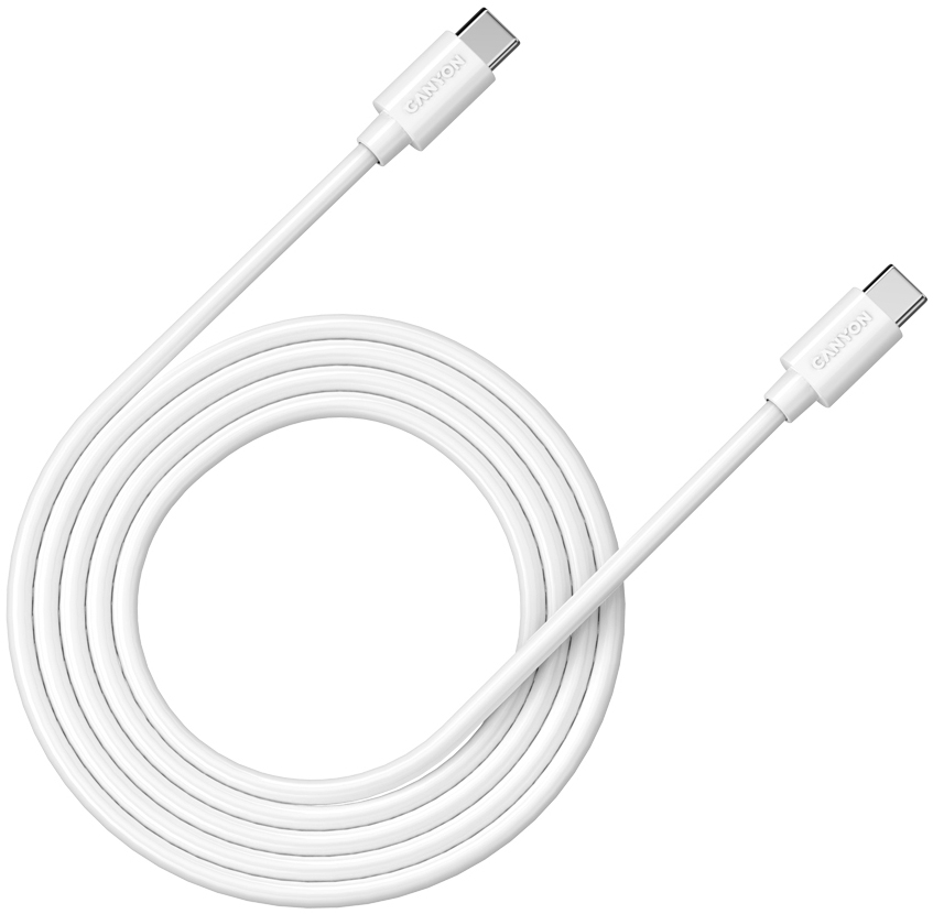 Характеристики кабель Canyon USB-C to USB-C 2.0m 100W 20V/ 5A white (CNS-USBC12W)
