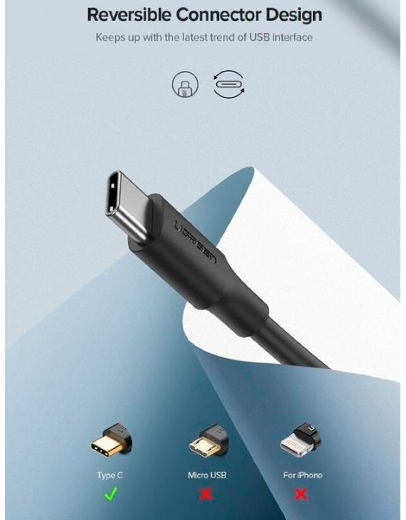 Кабель Ugreen USB 2.0 AM to Type-C 1.0m US287 Black (60116) відгуки - зображення 5