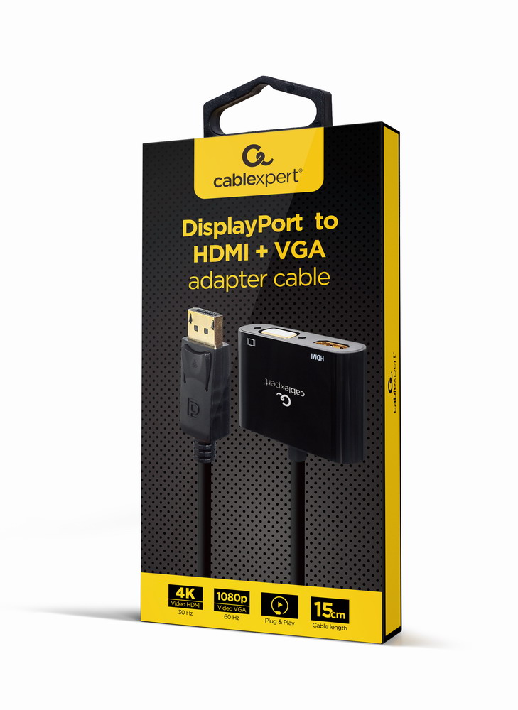 Адаптер-перехідник  Cablexpert DisplayPort - HDMI/VGA (A-DPM-HDMIFVGAF-01) ціна 599 грн - фотографія 2
