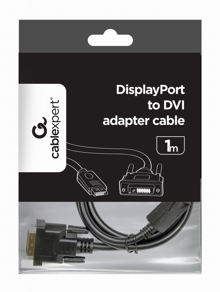 Кабель мультимедийный Cablexpert DisplayPort - DVI, Full HD 60 Гц, 1 м (CC-DPM-DVIM-1M) цена 299 грн - фотография 2