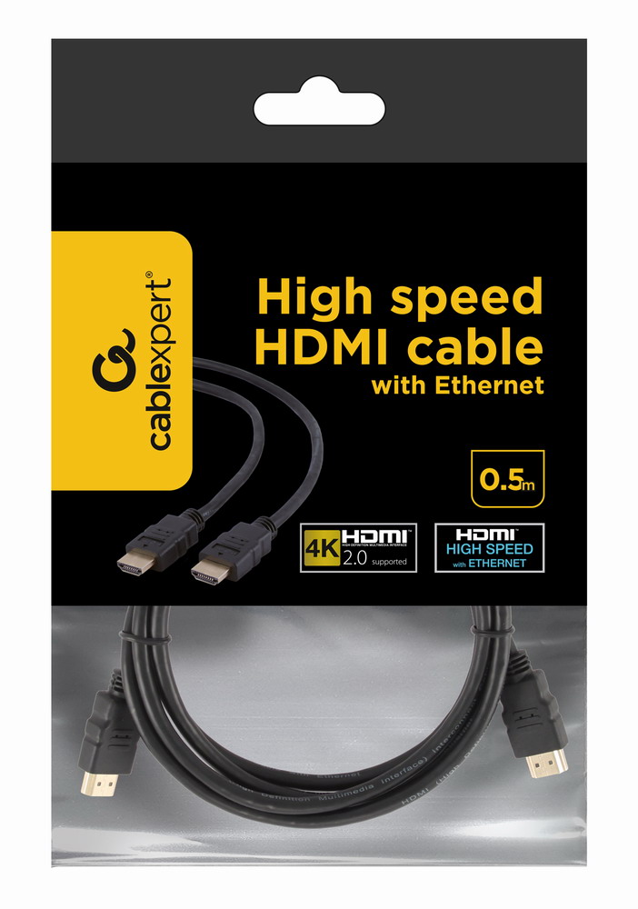 Кабель мультимедійний Cablexpert HDMI V.2.0, 4К 60 Гц, 0.5 м (CC-HDMI4-0.5M) відгуки - зображення 5