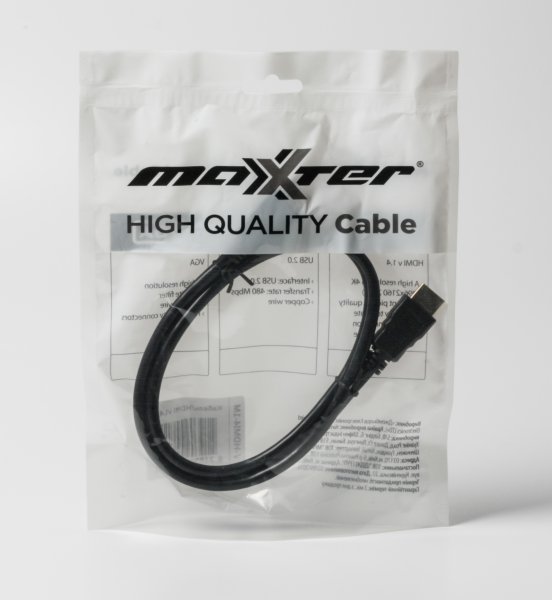 Кабель мультимедийный Maxxter HDMI V.1.4, 4К 30 Гц, 1 м (V-HDMI4-1M) цена 69.00 грн - фотография 2