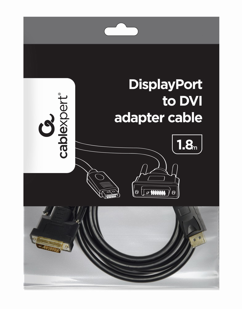 Кабель мультимедийный Cablexpert DisplayPort DVI, Full HD 60 Гц, 1.8 м (CC-DPM-DVIM-6) цена 349 грн - фотография 2
