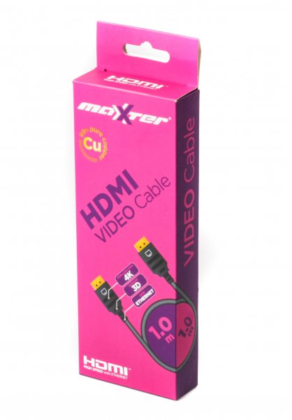 Кабель мультимедійний Maxxter HDMI V.1.4, 4К 30 Гц, 1 м (VB-HDMI4-1M) ціна 89 грн - фотографія 2