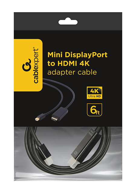 Кабель мультимедійний Cablexpert Mini DisplayPort HDMI, 1.8 м (CC-mDP-HDMI-6) відгуки - зображення 5