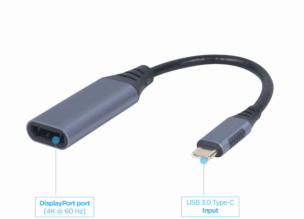 в продажу Адаптер-перехідник  Cablexpert USB-C - DisplayPort, 4К 60 Гц (A-USB3C-DPF-01) - фото 3