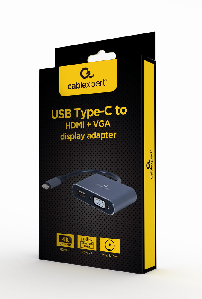 в продажу Адаптер-перехідник  Cablexpert USB-C - HDMI/VGA, 4К 30 Гц (A-USB3C-HDMIVGA-01) - фото 3