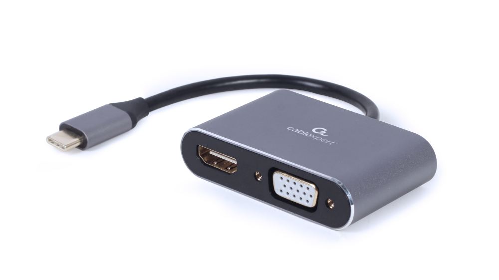 Адаптер-перехідник  Cablexpert USB-C - HDMI/VGA, 4К 30 Гц (A-USB3C-HDMIVGA-01) в інтернет-магазині, головне фото