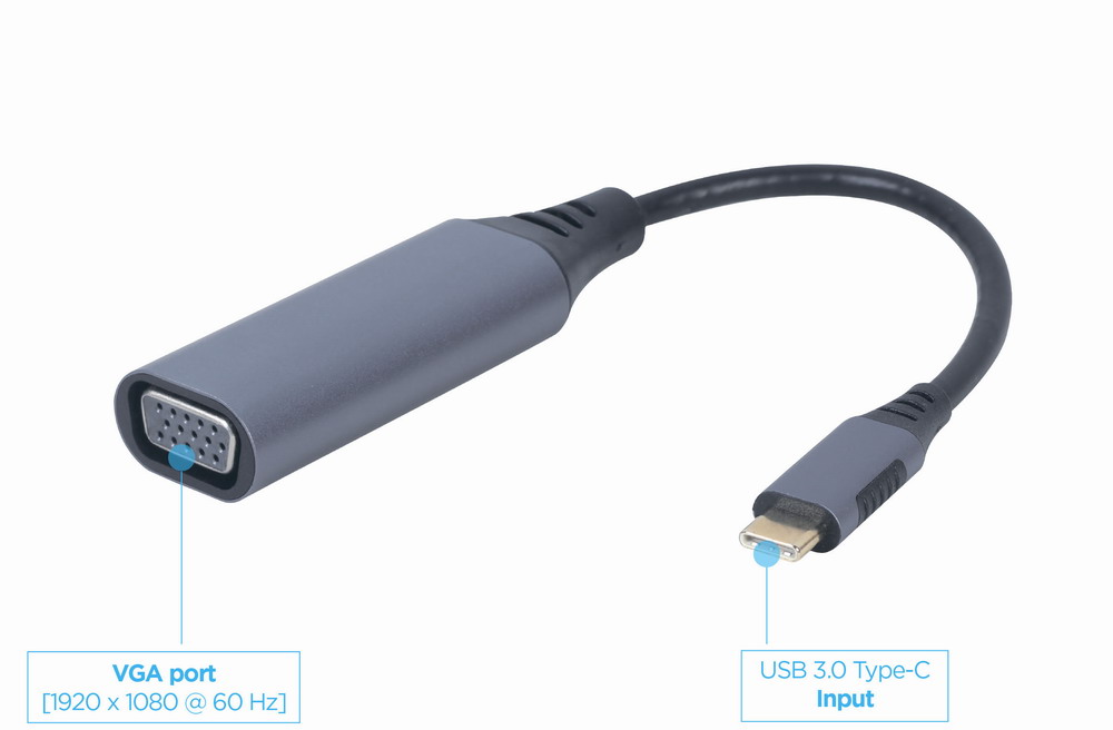 в продаже Адаптер-переходник Cablexpert USB Type-C - VGA, Full HD 60 Гц (A-USB3C-VGA-01) - фото 3