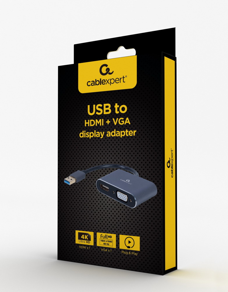 в продажу Адаптер-перехідник  Cablexpert USB-A - HDMI/VGA (A-USB3-HDMIVGA-01) - фото 3