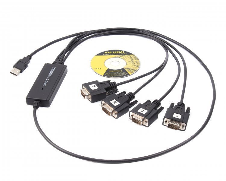 в продажу Адаптер-перехідник  Viewcon USB 2.0-4х COM (9+25pin), 1.4 м (VE671) - фото 3