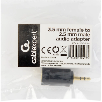 Переходник Cablexpert 2.5 мм M/F 3.5 мм (A-3.5F-2.5M) цена 39 грн - фотография 2