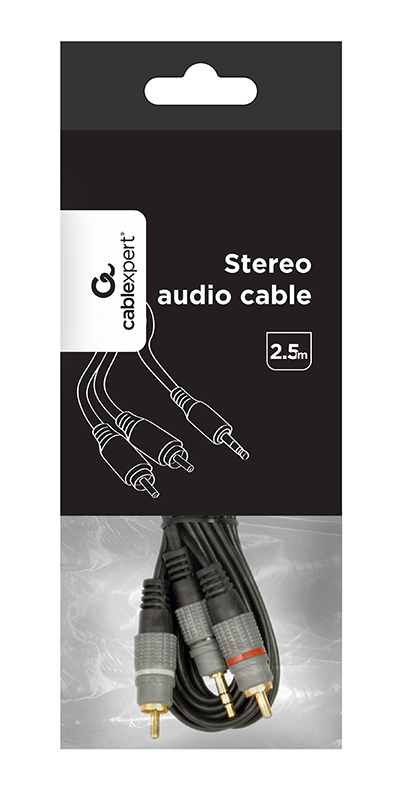 Аудіо-кабель Cablexpert 3.5 мм / 2х RCA-тюльпан, 2.5 м (CCA-352-2.5M) ціна 79 грн - фотографія 2