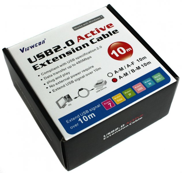 Кабель Viewcon USB 2.0 AM/BM, 10 м (VV013-10M) ціна 779 грн - фотографія 2