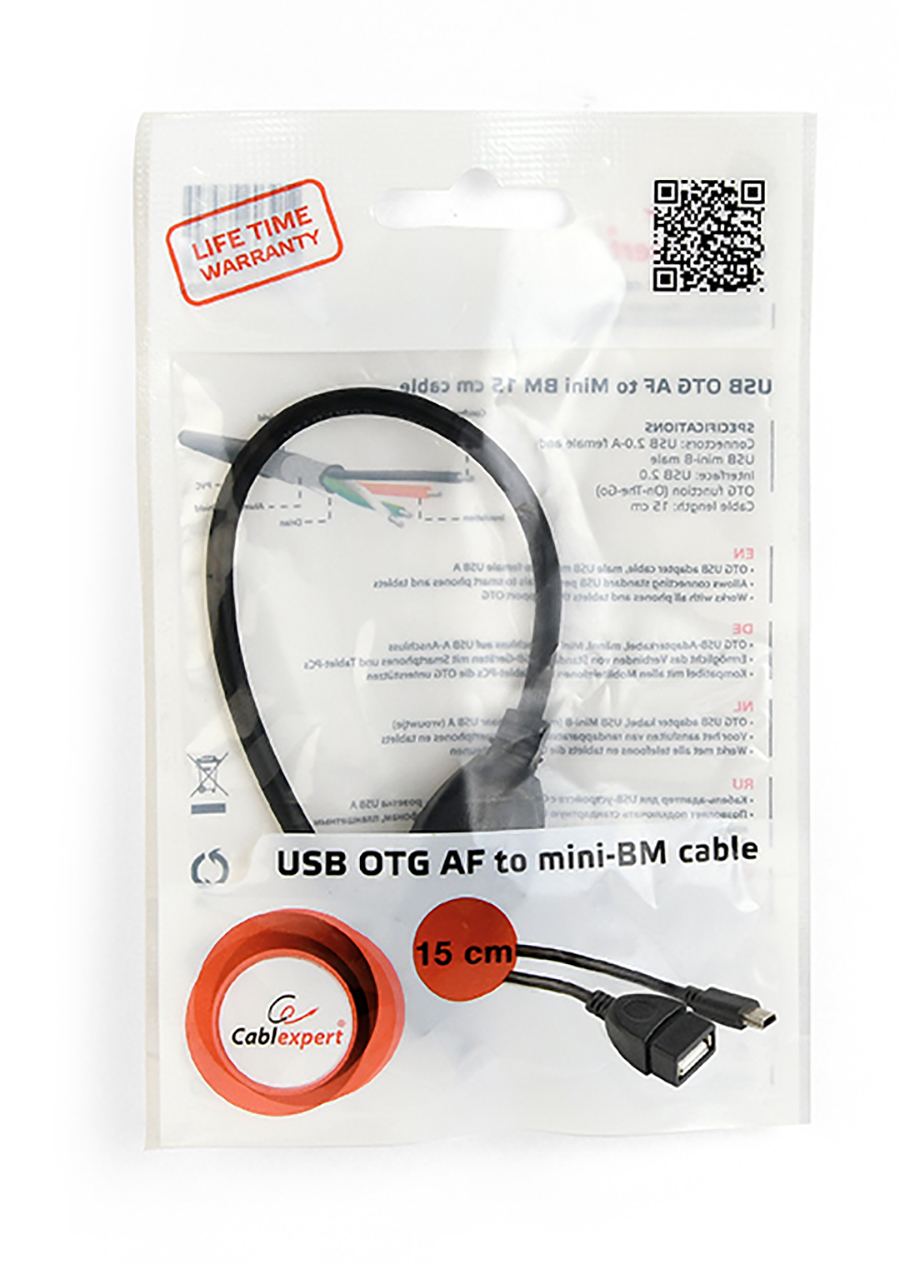 Дата кабель OTG Cablexpert OTG USB 2.0, AF/mini BM, 0.15 м (A-OTG-AFBM-002) цена 39 грн - фотография 2