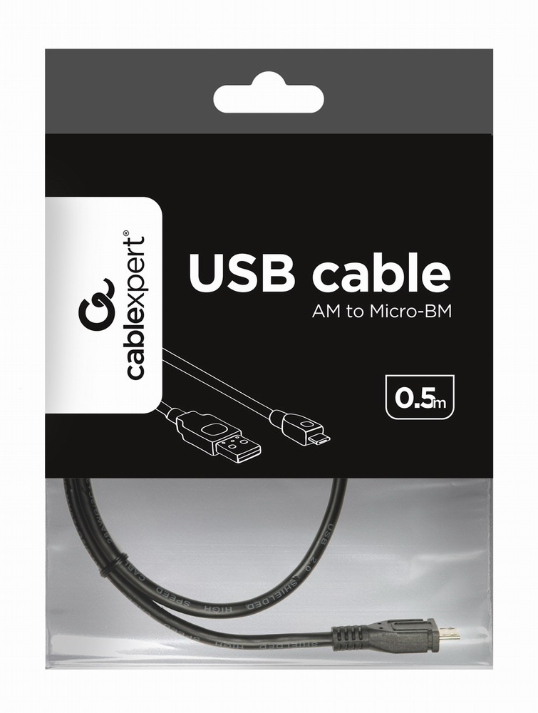 в продажу Кабель Cablexpert micro USB 2.0, AM/micro BM, 0.5 м, (CCP-mUSB2-AMBM-0.5M) - фото 3