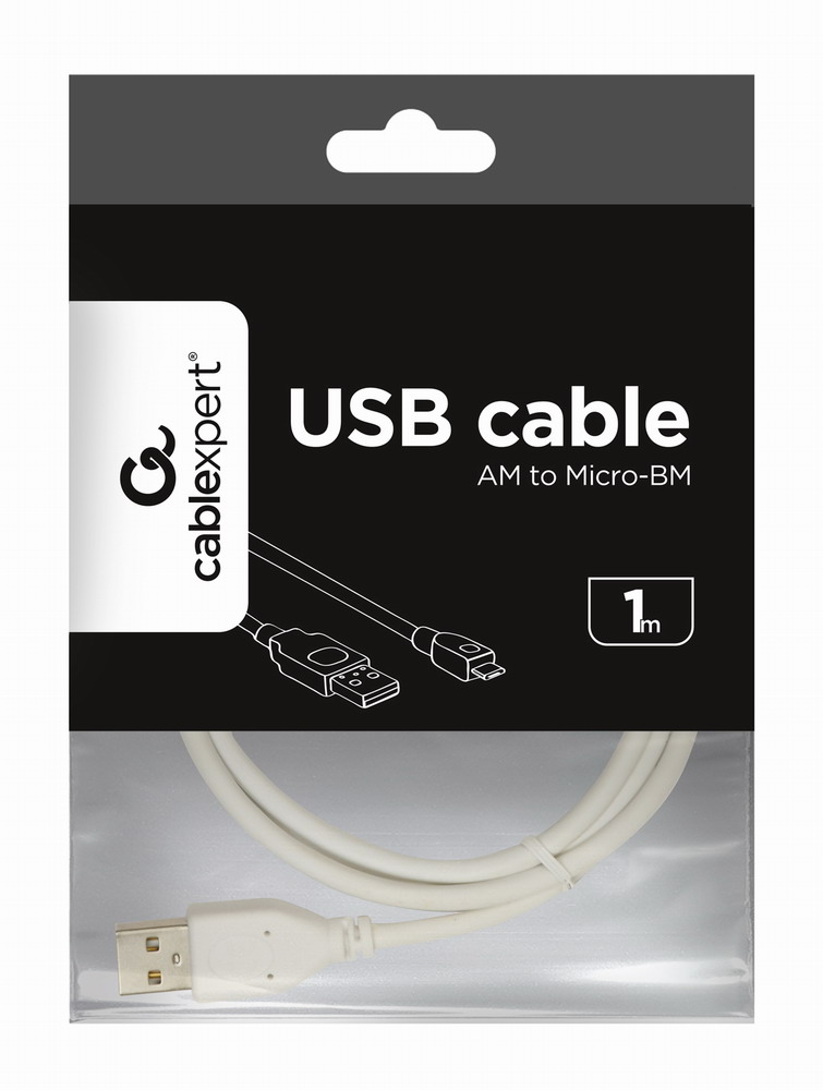 в продажу Кабель Cablexpert micro USB2.0, AM/micro BM, 1 м, (CCP-mUSB2-AMBM-W-1M) - фото 3