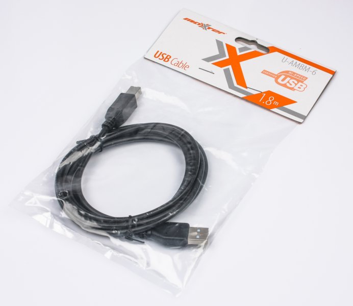 Кабель Maxxter USB 2.0 AM/BM 1.8 м, (U-AMBM-6) цена 59.00 грн - фотография 2