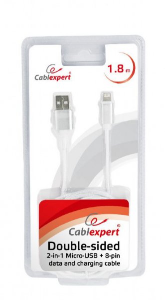 продаємо Cablexpert USB 2.0, AM/Lightning+microUSB, 1.8 м (CCB-USB2AM-mU8P-6) в Україні - фото 4