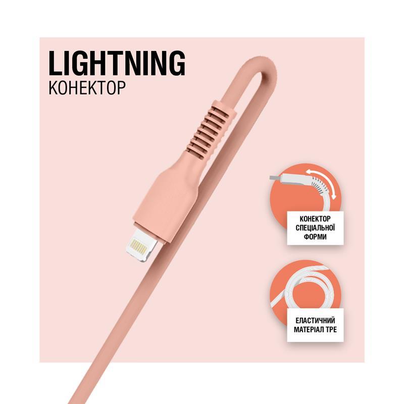 в продажу Кабель ACCLAB AL-CBCOLOR-L1PH USB-Lightning 1.2м Peach (1283126518201) - фото 3